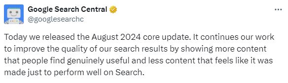 August 2024 Google Core Updates Released