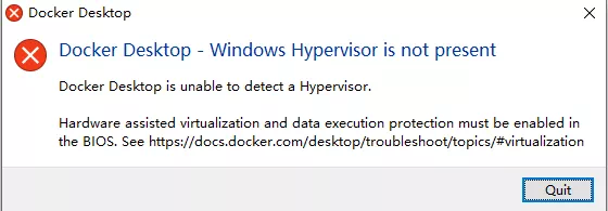 Windows Hypervisor is not present