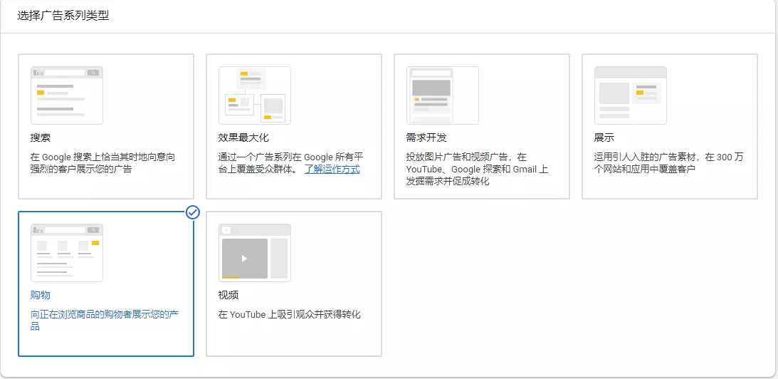 选择购物类型广告